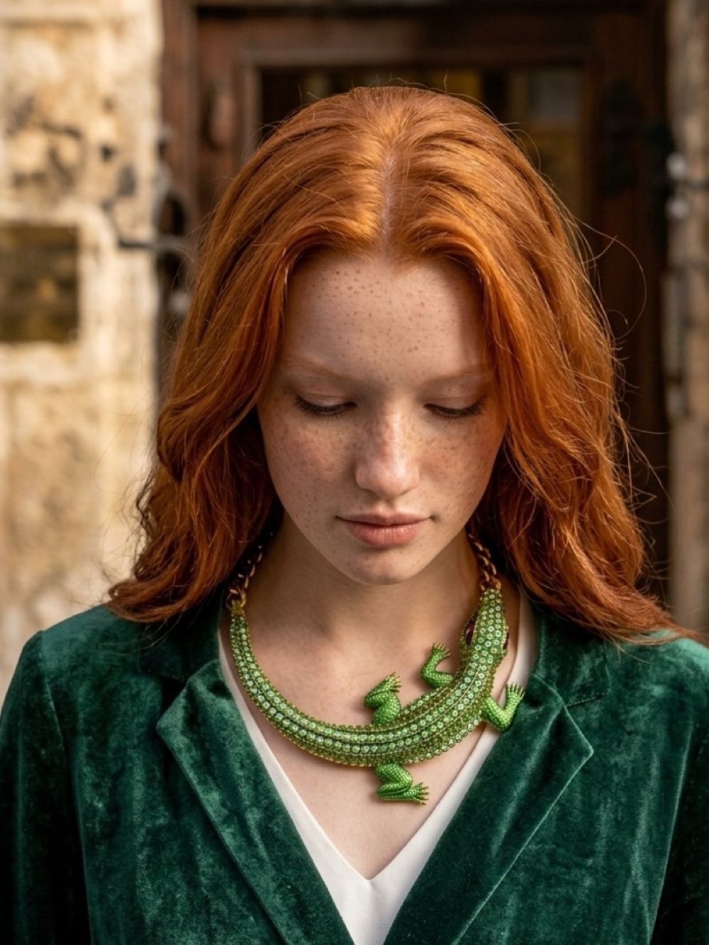 Alligator Emerald Crystal Luxury Choker Necklace